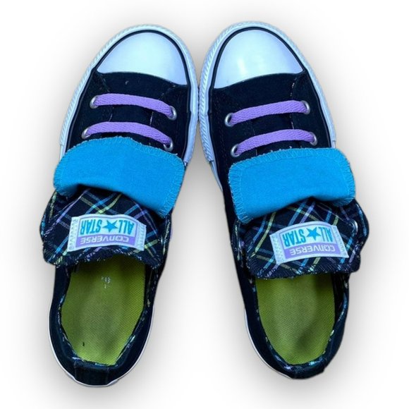 Converse Chuck Taylor All Star Sneakers 655324F Double Tongue Black Blue Youth 3 - Picture 5 of 8